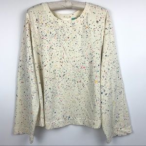 Anthro Maeve Paint Splatter Wide Sleeve Sweater